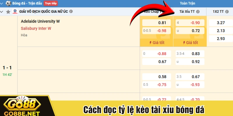 Cách đọc tỷ lệ kèo tài xỉu bóng đá