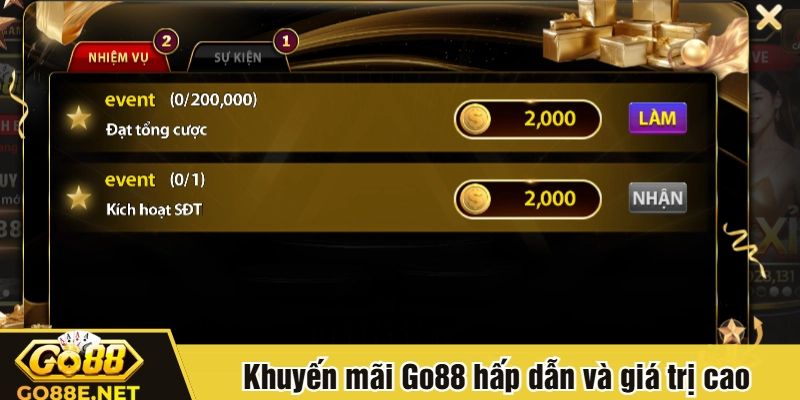 Khuyến mãi Go88 hấp dẫn và giá trị cao