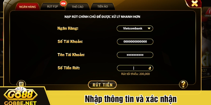 Nhập thông tin và xác nhận