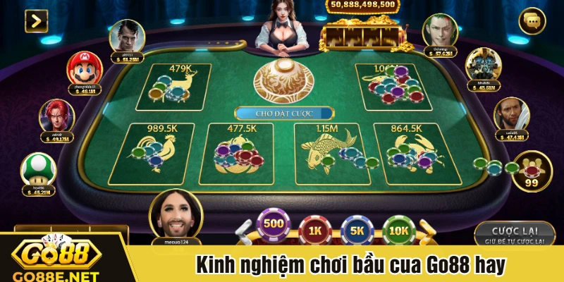 Kinh nghiệm chơi bầu cua Go88 hay